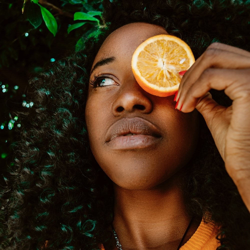 women with orange